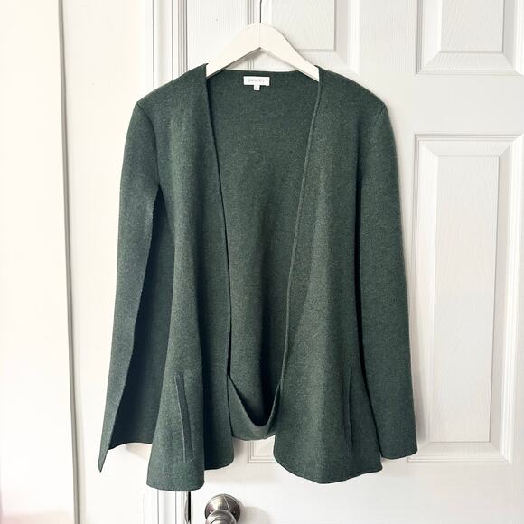 Parenti's Forest Green Cashmere Open Cape Blazer Cardigan Sweater Small Minimal - Picture 1 of 11